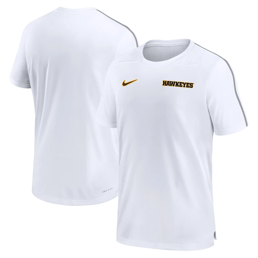 Haut de performance Nike Iowa Hawkeyes 2024 Sideline Coach pour homme blanc