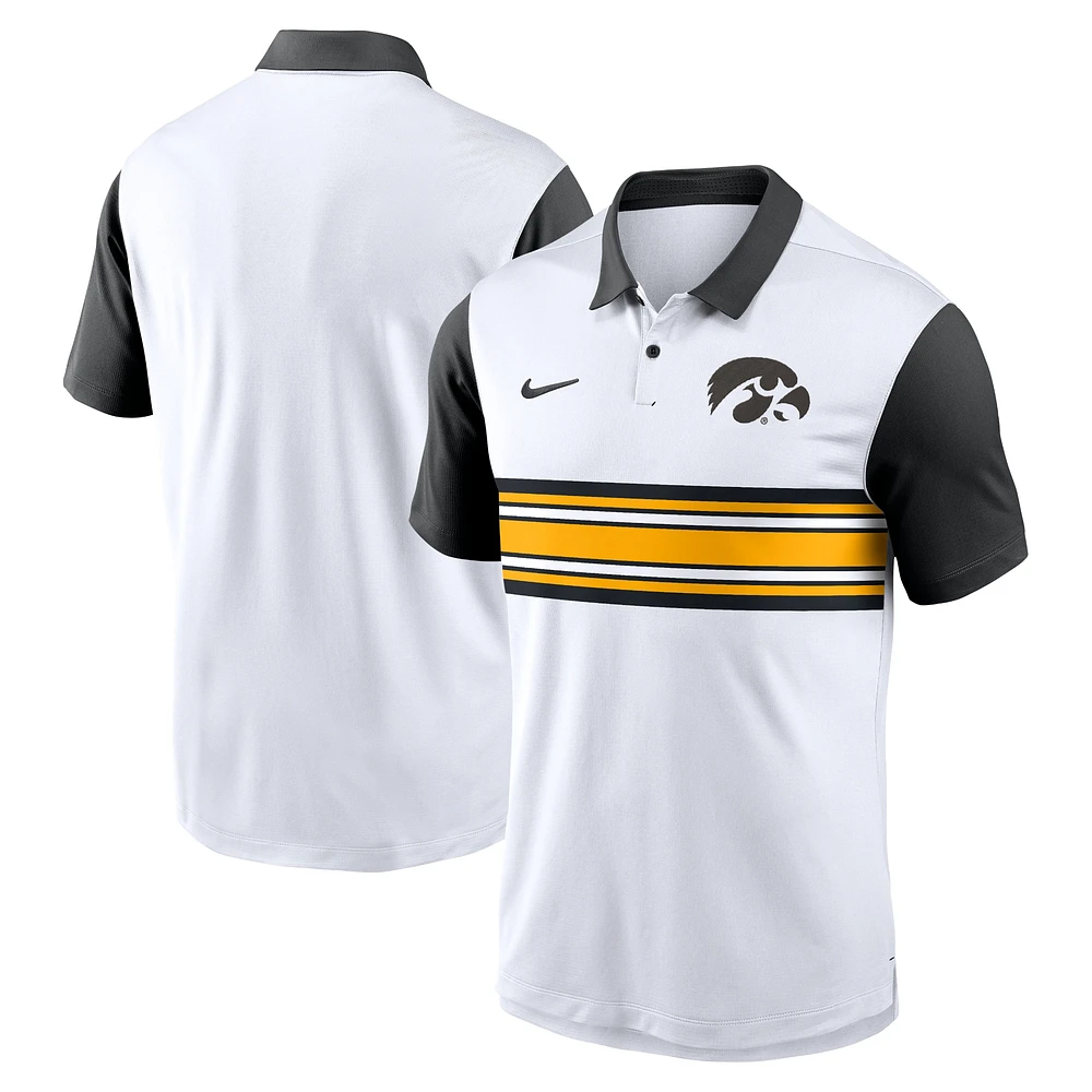 Polo Nike blanc Iowa Hawkeyes Primetime Campus Vapor Performance pour homme