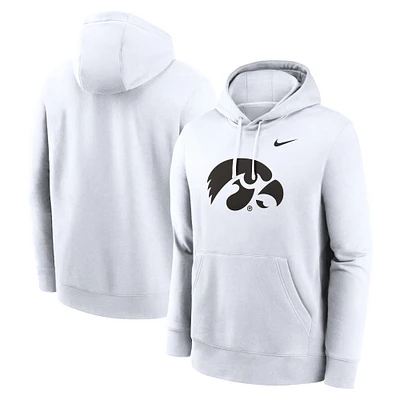 Sweat à capuche en polaire Nike Iowa Hawkeyes Primetime Club pour homme, blanc