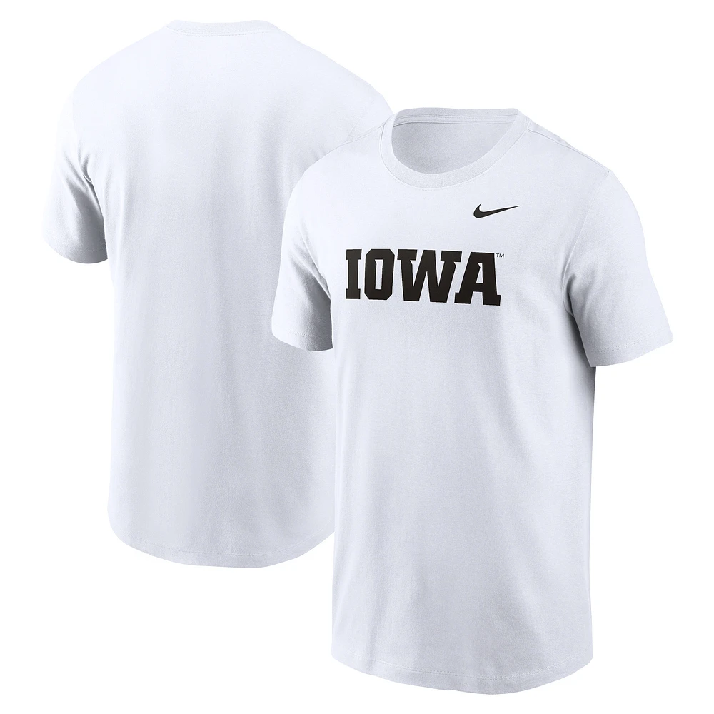 T-shirt Nike blanc Iowa Hawkeyes Primetime Wordmark pour homme