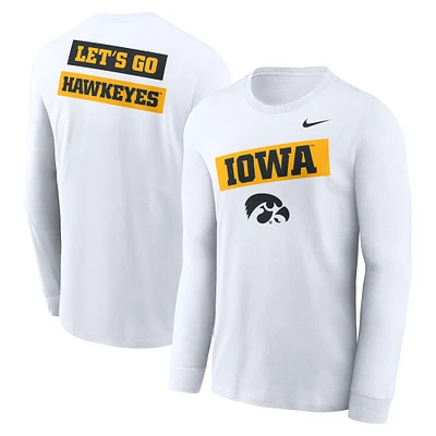 Men's Nike White Iowa Hawkeyes Two-Hit Classic Location Long Sleeve T-Shirt