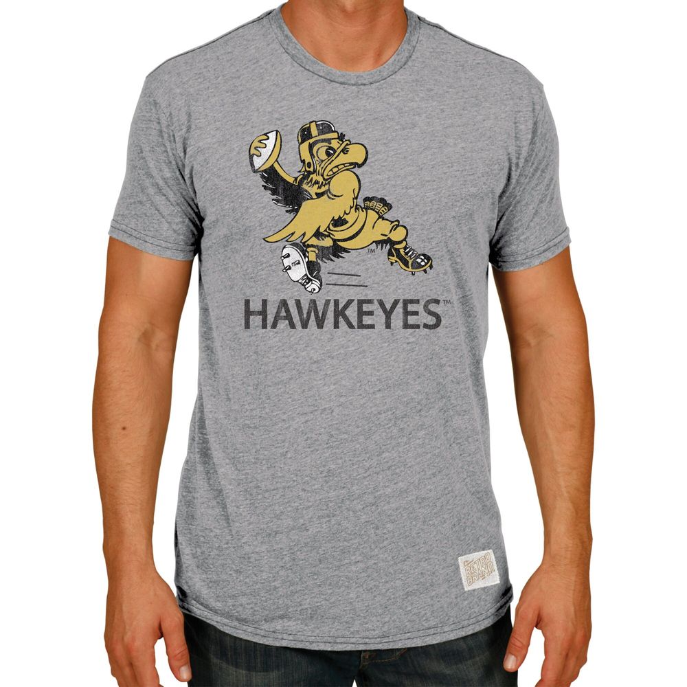 Men's Original Retro Brand Gray Iowa Hawkeyes Big & Tall Tri-Blend T-Shirt