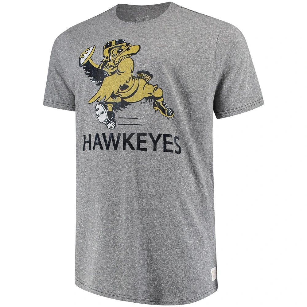 Men's Original Retro Brand Gray Iowa Hawkeyes Big & Tall Tri-Blend T-Shirt