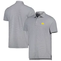 Men's Peter Millar Gray Iowa Hawkeyes Jubilee Striped Performance Jersey Polo