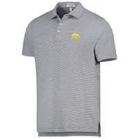 Men's Peter Millar Gray Iowa Hawkeyes Jubilee Striped Performance Jersey Polo