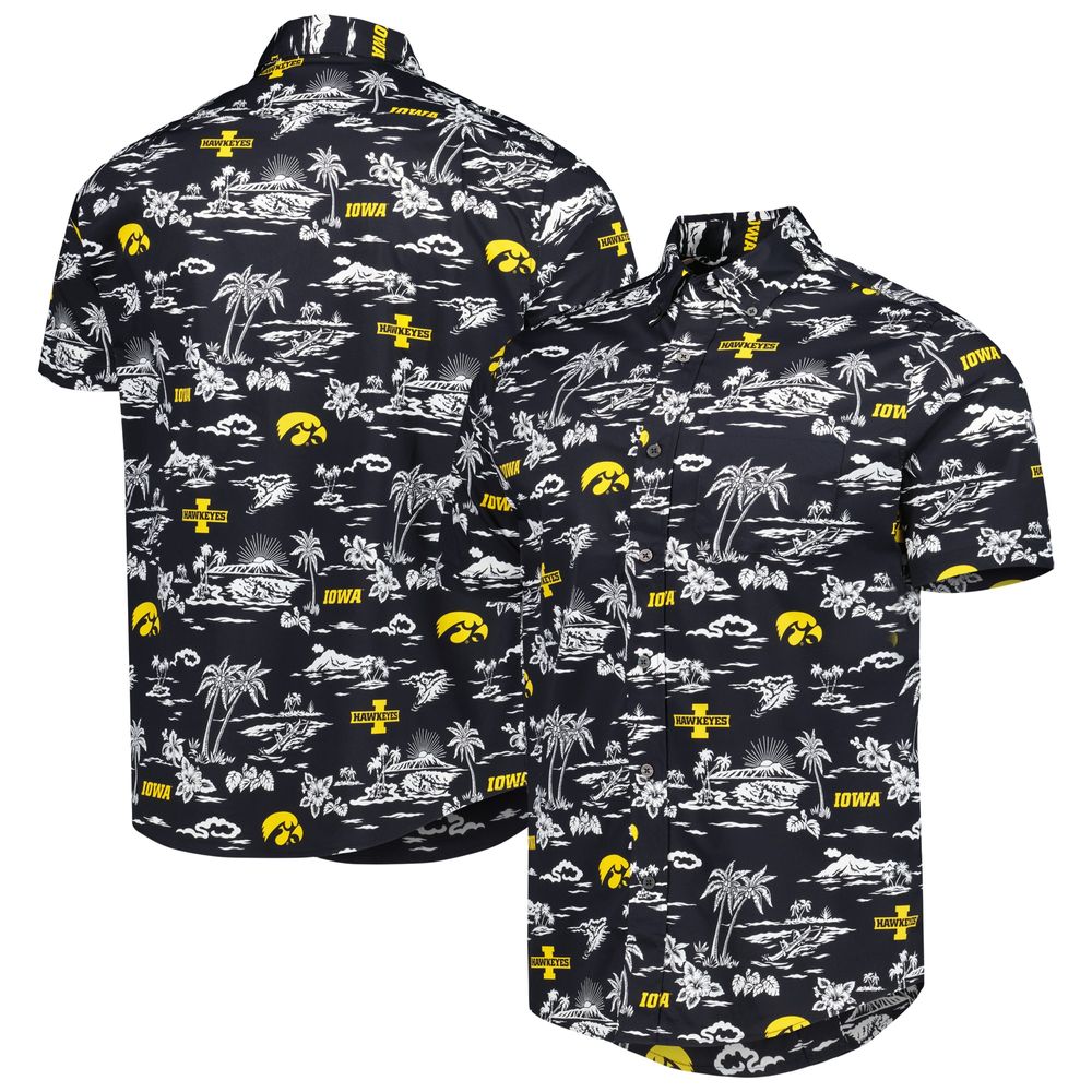 Men's Reyn Spooner Black Iowa Hawkeyes Performance Button-Down Shirt