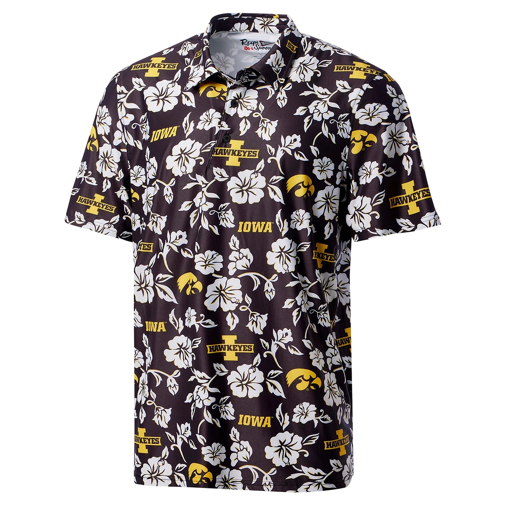 Men's Reyn Spooner Black Iowa Hawkeyes Performance Polo