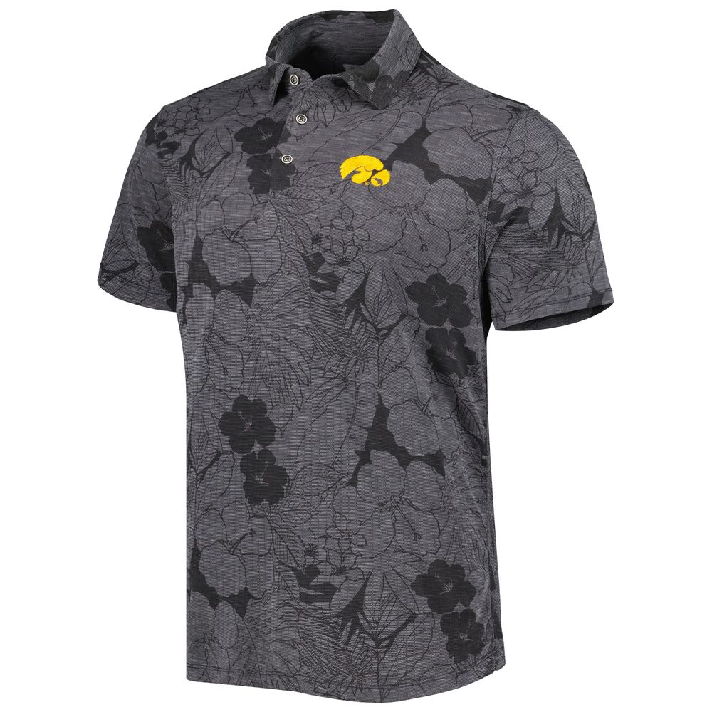 Men's Tommy Bahama Black Iowa Hawkeyes Miramar Blooms Polo