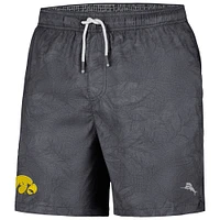 Men's Tommy Bahama Black Iowa Hawkeyes Naples Layered Leaves Swim Trunks