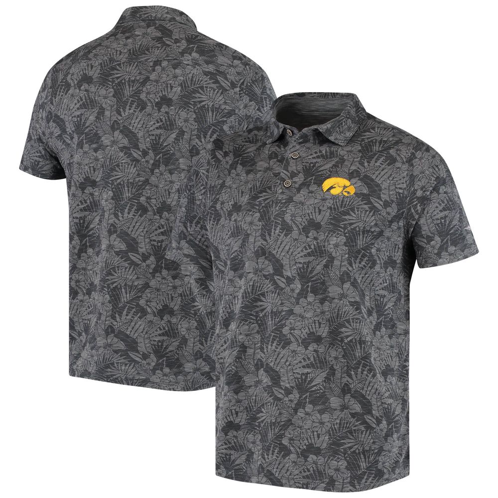 Men's Tommy Bahama Black Iowa Hawkeyes Palmetto Palms Polo