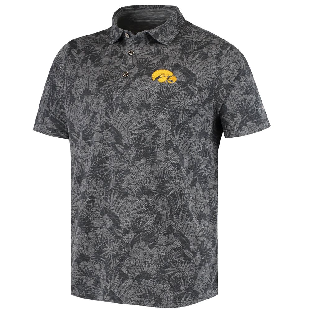 Men's Tommy Bahama Black Iowa Hawkeyes Palmetto Palms Polo