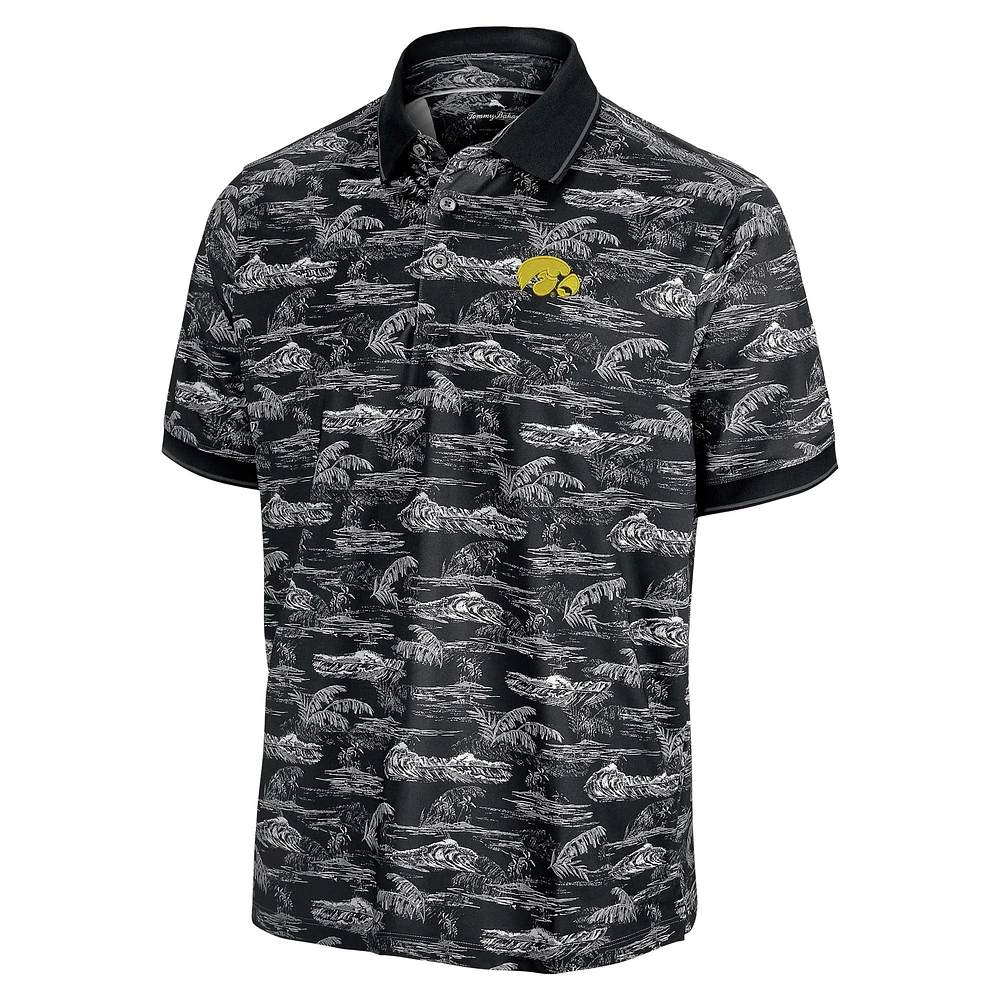 Polo Tommy Bahama noir pour homme, Iowa Hawkeyes Sport Bay View IslandZone