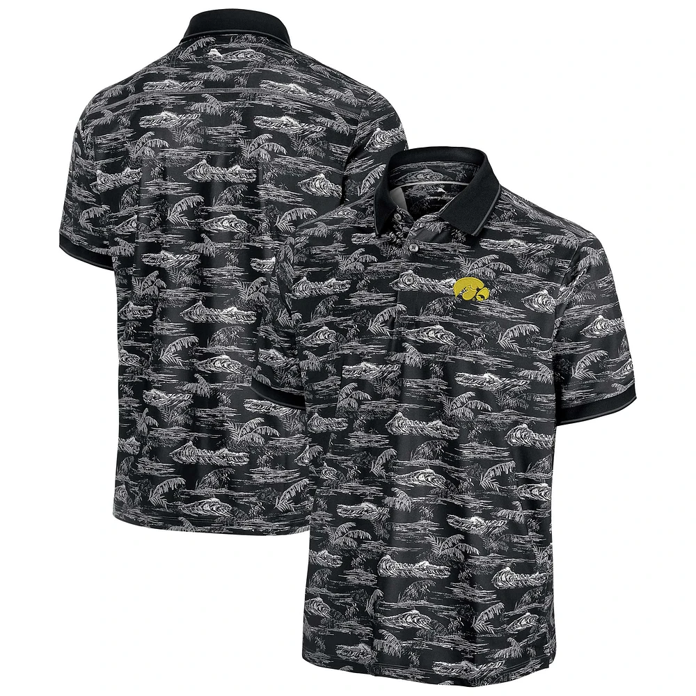 Polo Tommy Bahama noir pour homme, Iowa Hawkeyes Sport Bay View IslandZone