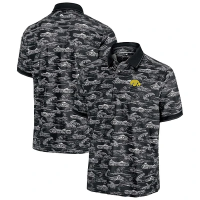 Polo Tommy Bahama noir pour homme, Iowa Hawkeyes Sport Bay View IslandZone