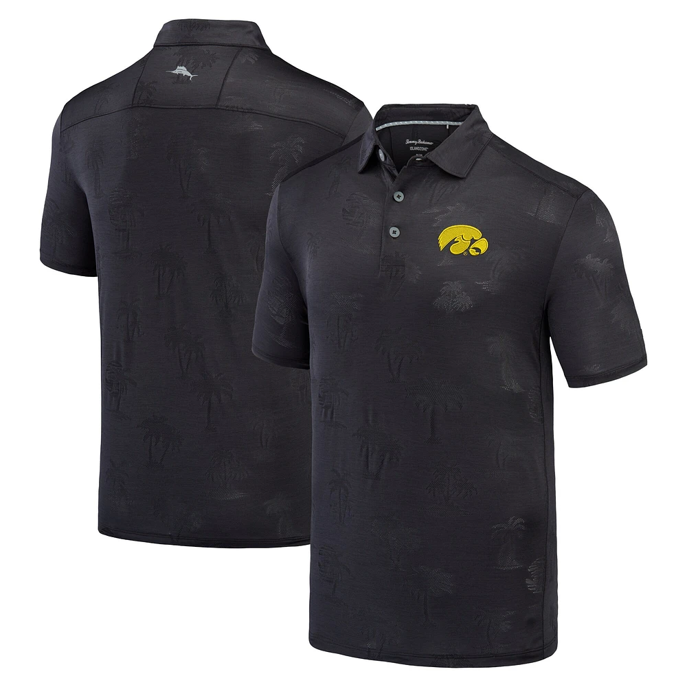 Polo Tommy Bahama noir Iowa Hawkeyes Sport Palm Coast Palmera IslandZone pour hommes