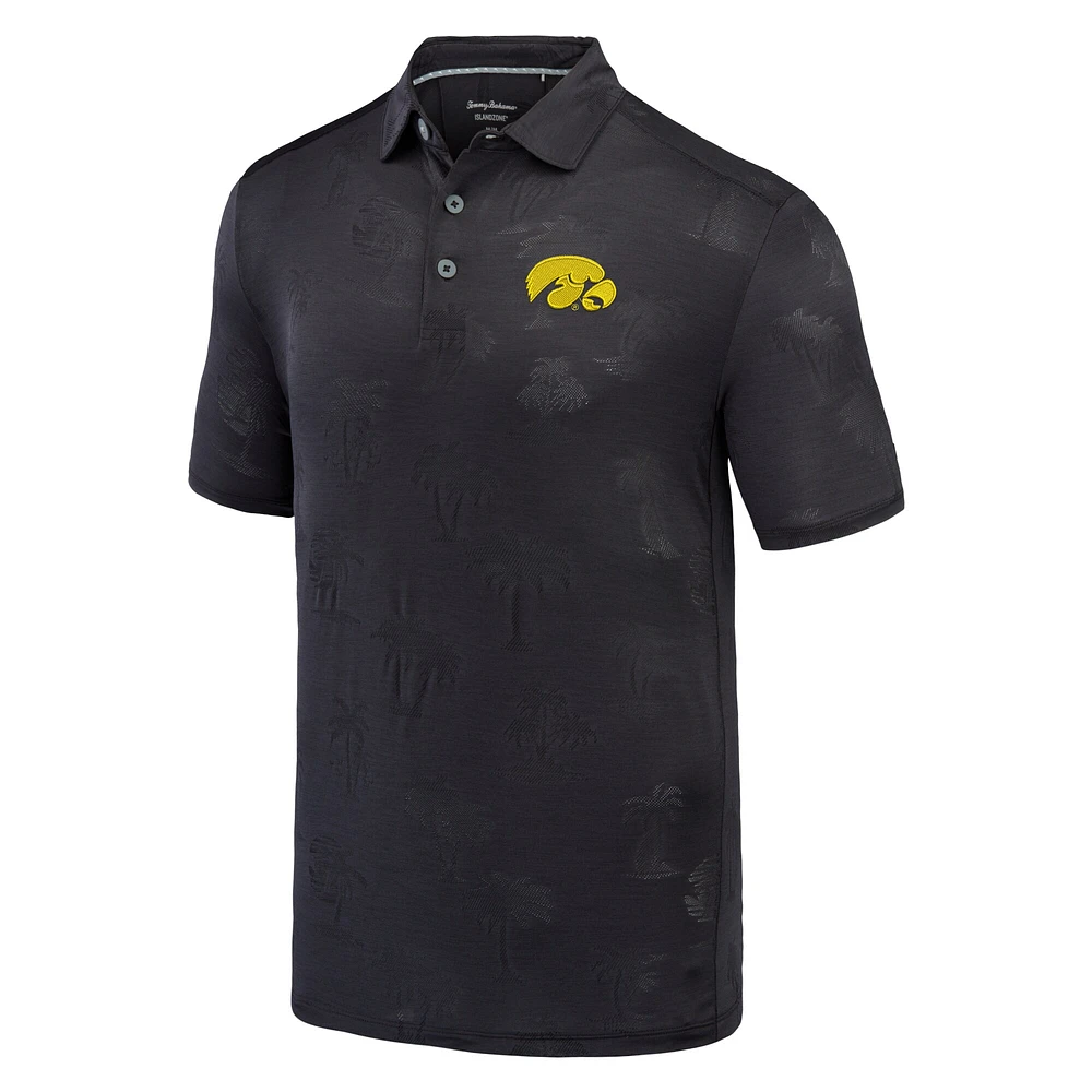 Polo Tommy Bahama noir Iowa Hawkeyes Sport Palm Coast Palmera IslandZone pour hommes