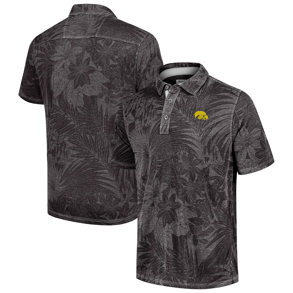 Polo Tommy Bahama noir pour homme Iowa Hawkeyes Sport Santiago Paradise