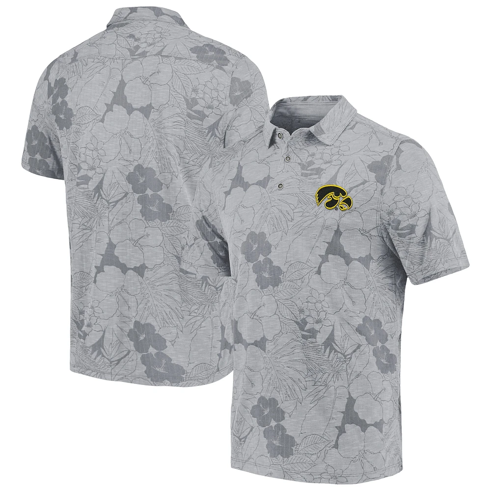 Men's Tommy Bahama Gray Iowa Hawkeyes Miramar Blooms Polo