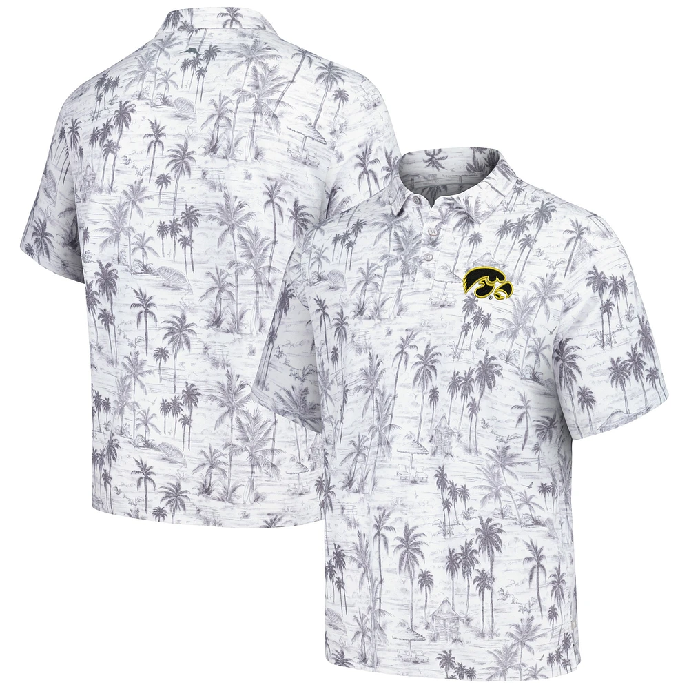 Men's Tommy Bahama Gray Iowa Hawkeyes Sport Cabana Shores IslandZone Tri-Blend Polo