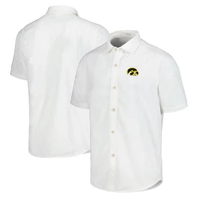 Men's Tommy Bahama White Iowa Hawkeyes Coconut Point Palm Vista IslandZone Camp Button-Up Shirt