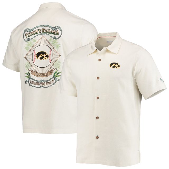 Chemise boutonnée Tommy Bahama pour hommes, Iowa Hawkeyes, Run Like You Stole It Camp