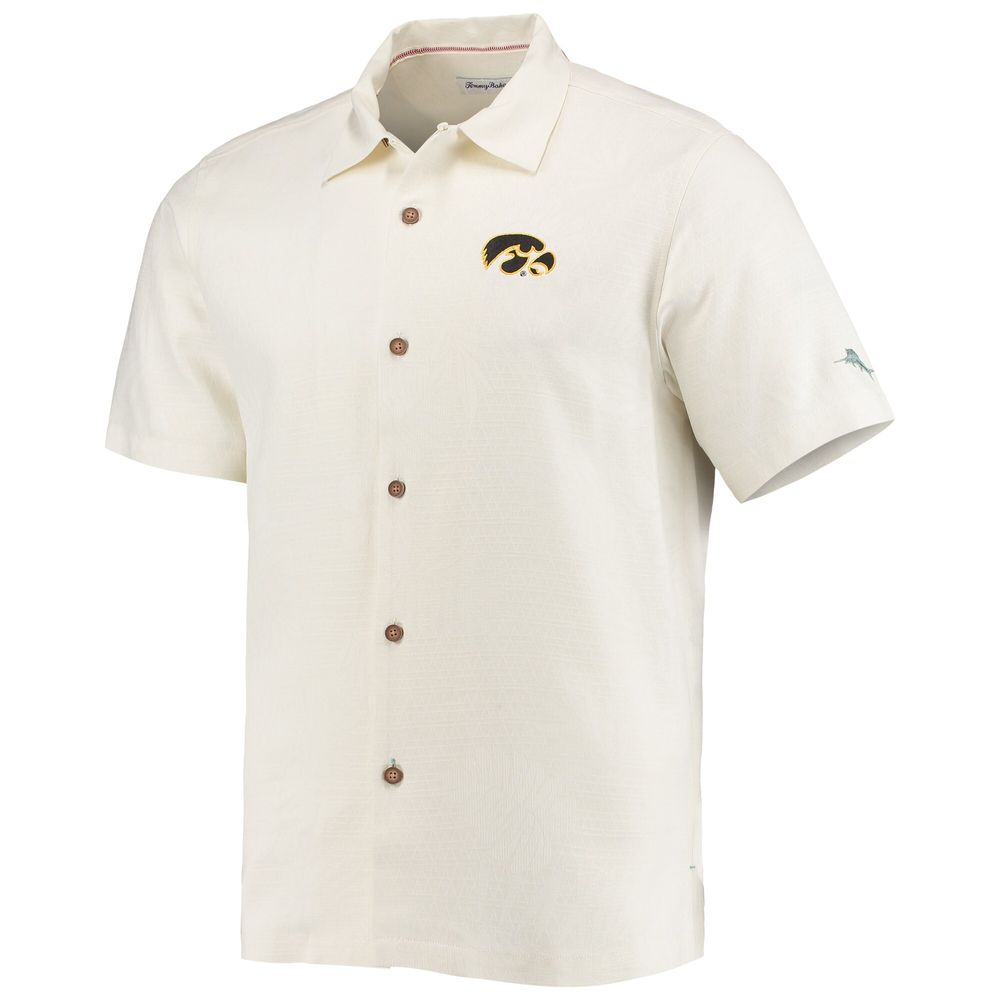 Men's Tommy Bahama White Iowa Hawkeyes Run Like You Stole It Camp Button-Up Shirt