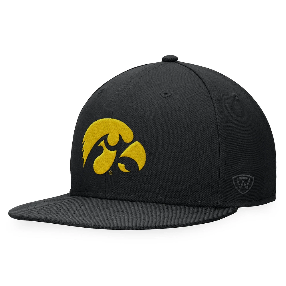 Men's Top of the World Black Iowa Hawkeyes Fitted Hat