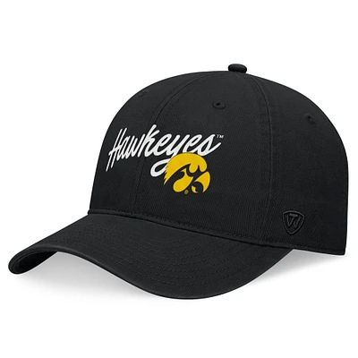 Men's Top of the World Black Iowa Hawkeyes Heritage CeeCee Adjustable Hat