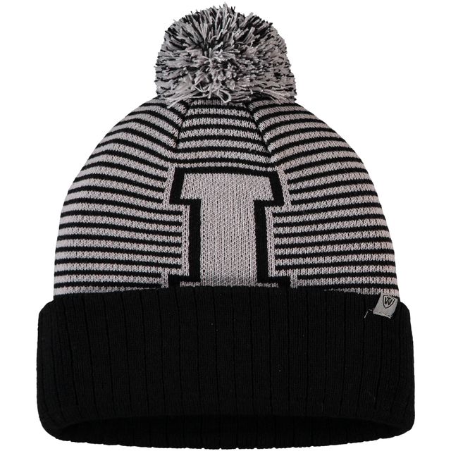 Bonnet en tricot à revers noir Iowa Hawkeyes Line Up pour hommes avec pompon