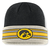 Bonnet tricoté à revers noir Iowa Hawkeyes Silas pour homme Top of the World