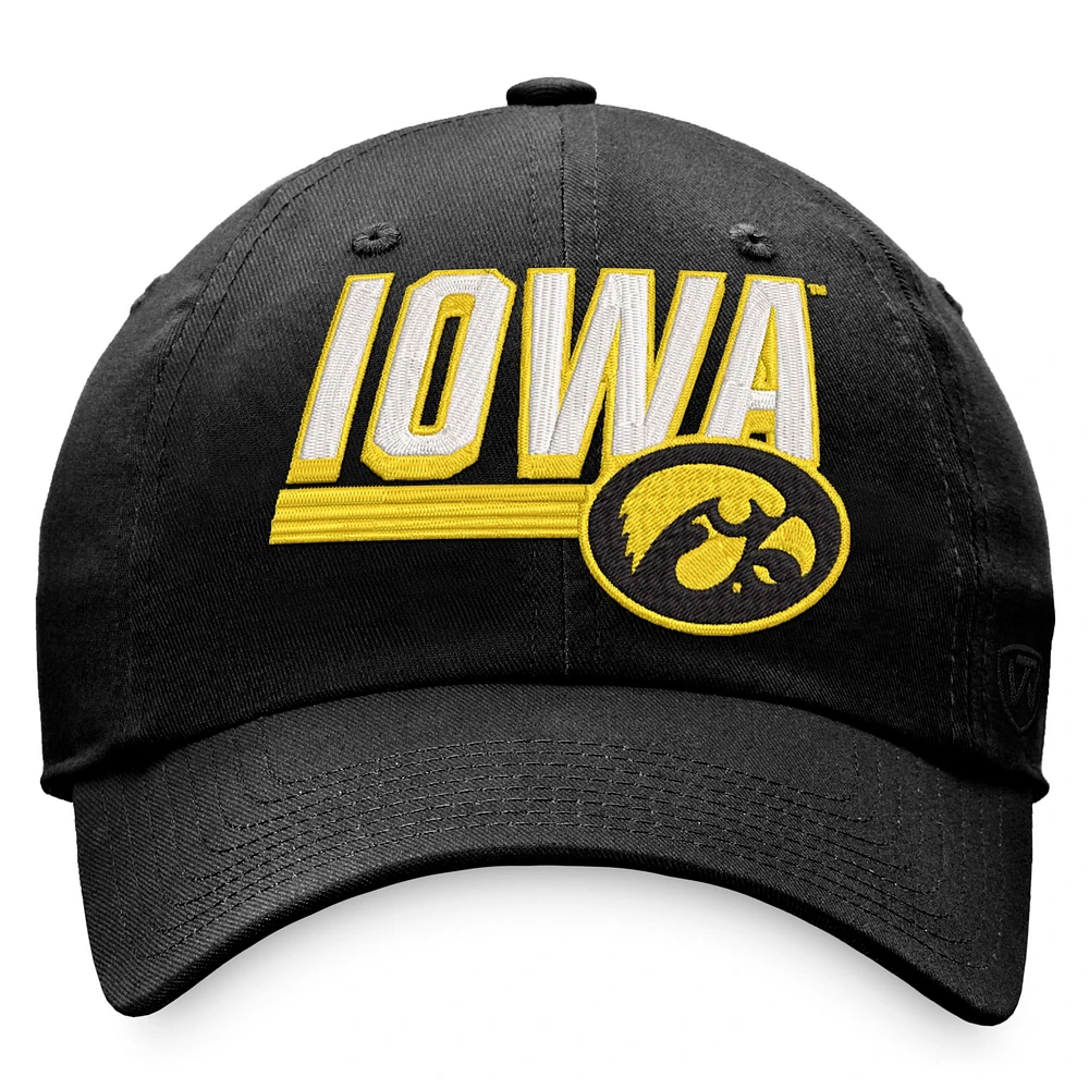 Casquette réglable Top of the World Iowa Hawkeyes Slice noire pour homme