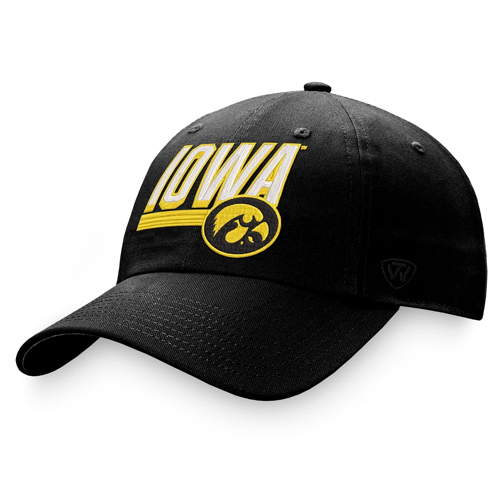 Casquette réglable Top of the World Iowa Hawkeyes Slice noire pour homme