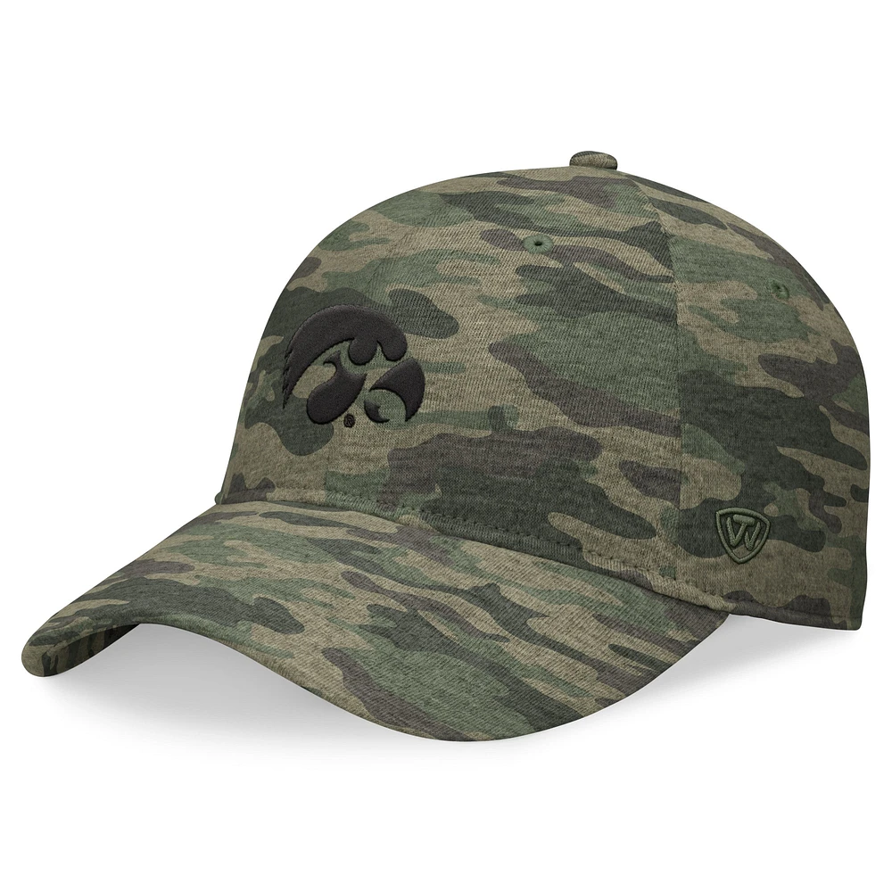 Chapeau réglable pour hommes Top of the World Camo Iowa Hawkeyes OHT Military Appréciation Hound