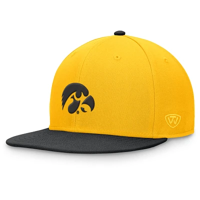 Casquette ajustée bicolore Top of the World pour hommes, or/noir, Iowa Hawkeyes Rally