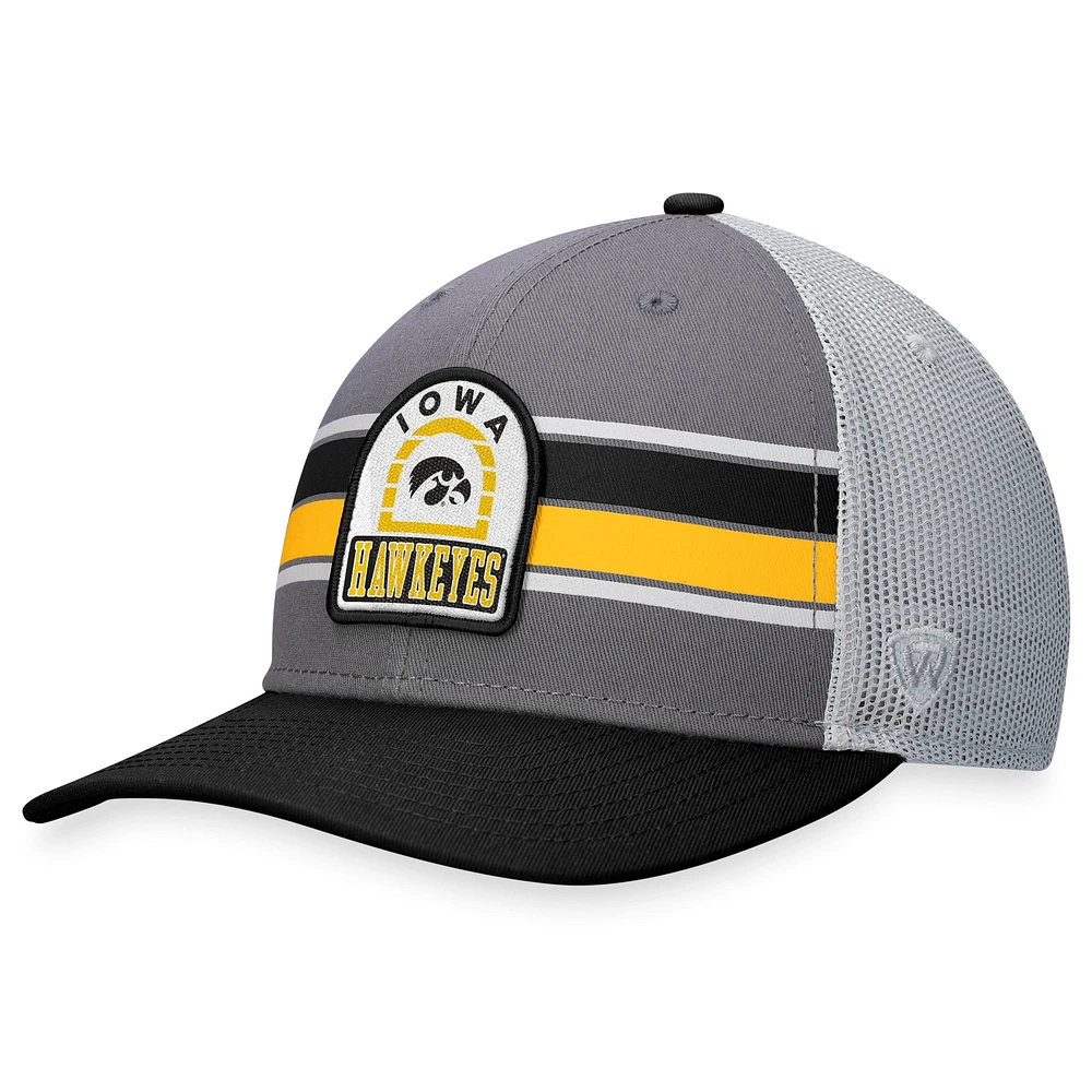 Casquette ajustable Iowa Hawkeyes Aurora Trucker Top of the World pour homme, gris/noir