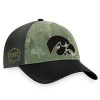 Casquette réglable Top of the World Hunter vert/gris pour hommes, Iowa Hawkeyes OHT, unité d'appréciation militaire, camionneur