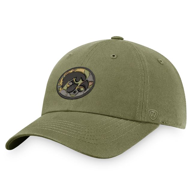 Casquette réglable pour homme Top of the World Olive Iowa Hawkeyes OHT Military Appreciation Unit