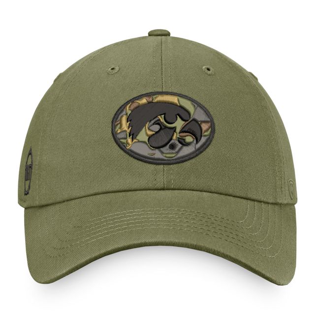 Casquette réglable pour homme Top of the World Olive Iowa Hawkeyes OHT Military Appreciation Unit