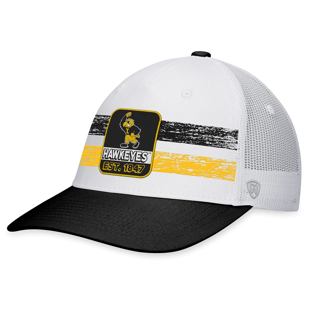 Men's Top of the World White/Black Iowa Hawkeyes Retro Fade Snapback Hat