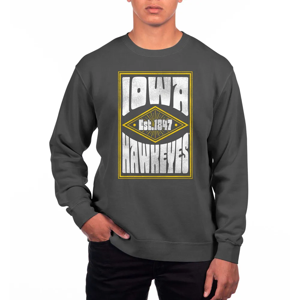 Lids Iowa Hawkeyes Uscape Apparel Pigment Dyed Fleece Crewneck Sweatshirt -  Black