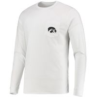 Men's Vineyard Vines White Iowa Hawkeyes Football Whale Long Sleeve T-Shirt