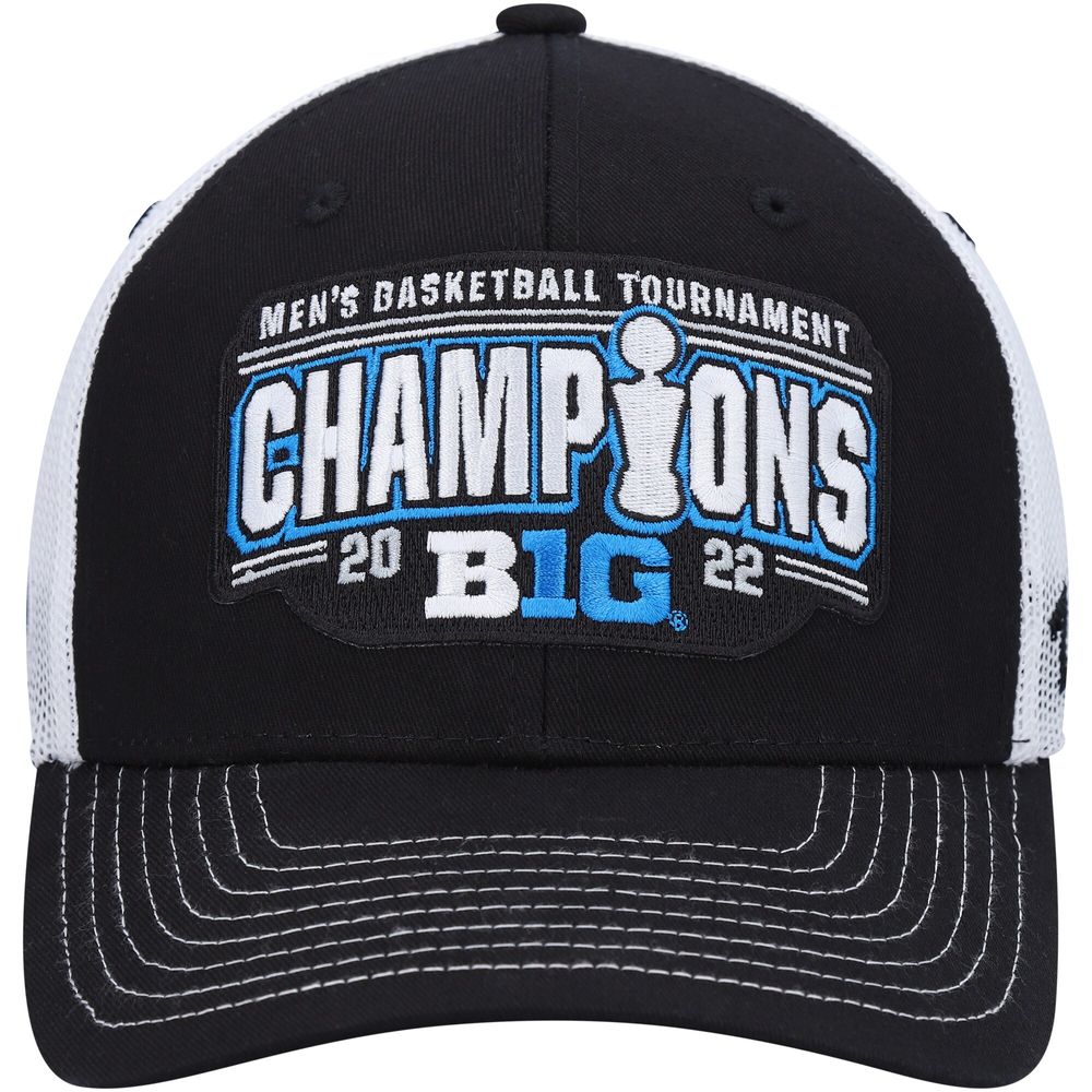 Men's Zephyr Black/White Iowa Hawkeyes 2022 Big Ten Men's Basketball Conference Tournament Champions Locker Room Adjustable Hat