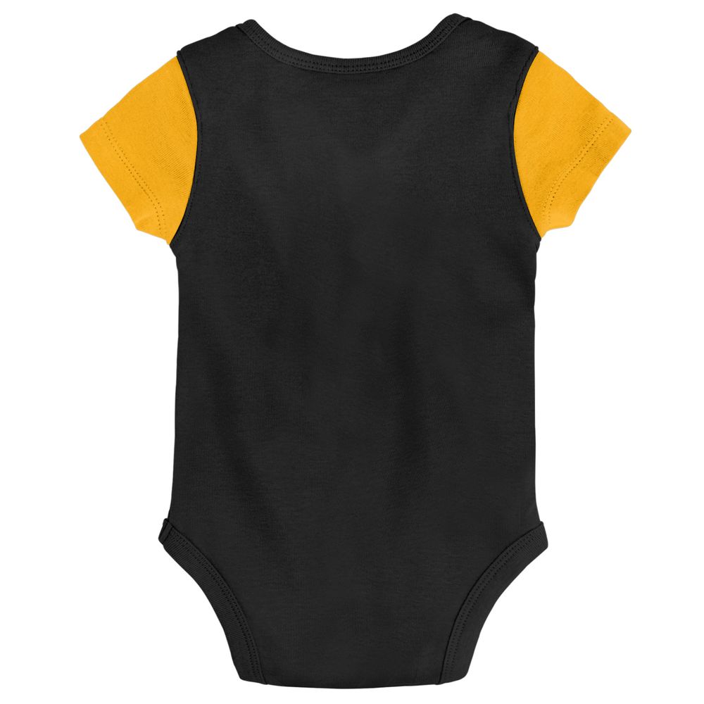 Newborn & Infant Black/Gold Iowa Hawkeyes Little Champ Bodysuit Bib Booties Set