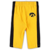 Newborn & Infant Black/Gold Iowa Hawkeyes Little Kicker Long Sleeve Bodysuit Sweatpants Set