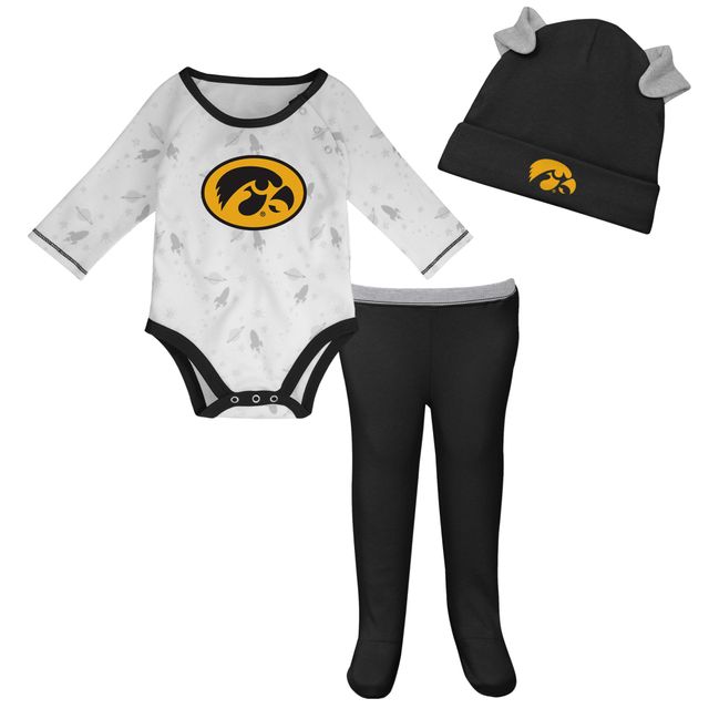 Nouveau-né et bébé noir/blanc Iowa Hawkeyes Dream Team raglan manches longues body chapeau pantalon ensemble