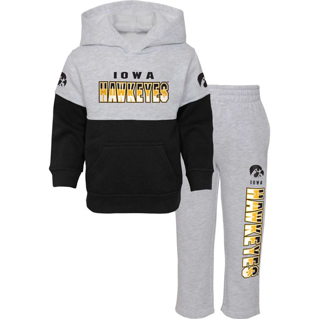 Preschool Heather Grey/Black Iowa Hawkeyes Playmaker Pullover Hoodie & Pants Set