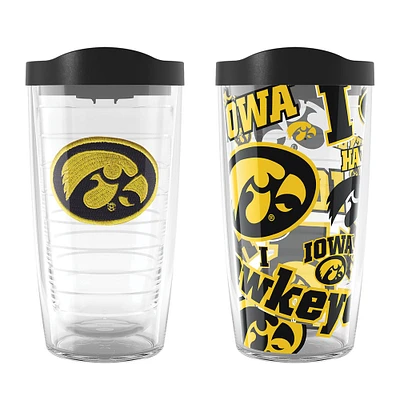 Tervis Iowa Hawkeyes, paquet de 2, 16 oz. Ensemble de gobelets concurrents et emblèmes