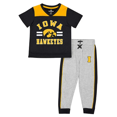 Ensemble maillot et pantalon Colosseum noir/gris chiné pour tout-petits Iowa Hawkeyes Ka-Boot-It