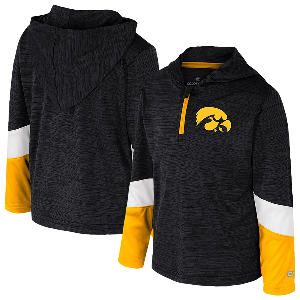 Coupe-vent zippé à 1/4 pour tout-petits Colosseum Black Iowa Hawkeyes Rylos