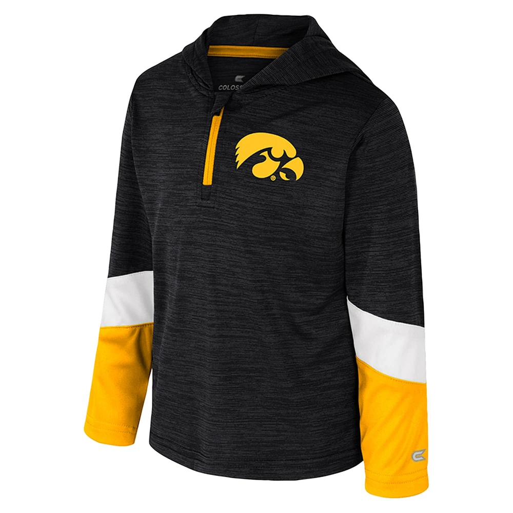 Coupe-vent zippé à 1/4 pour tout-petits Colosseum Black Iowa Hawkeyes Rylos